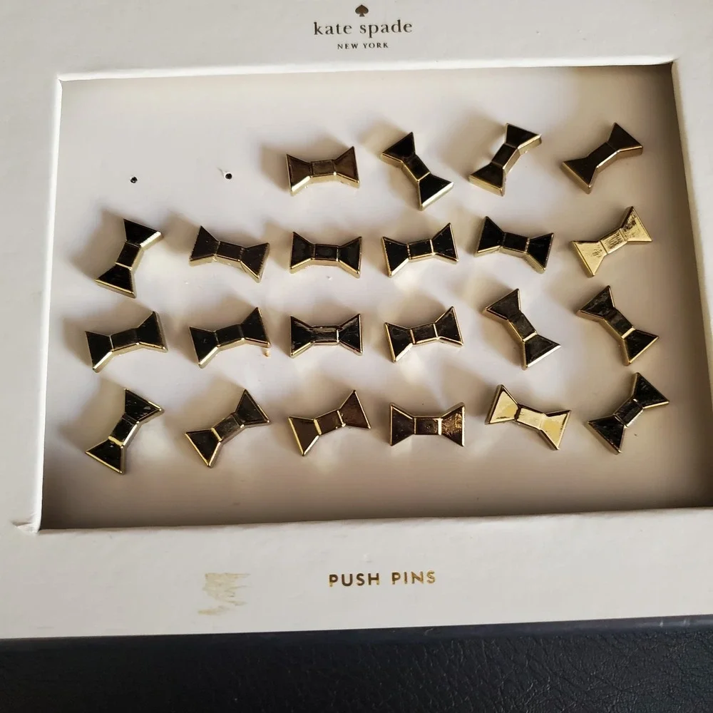 Kate Spade New‎ York Push Pins Set /22 Gold Classic Bow Design IOB